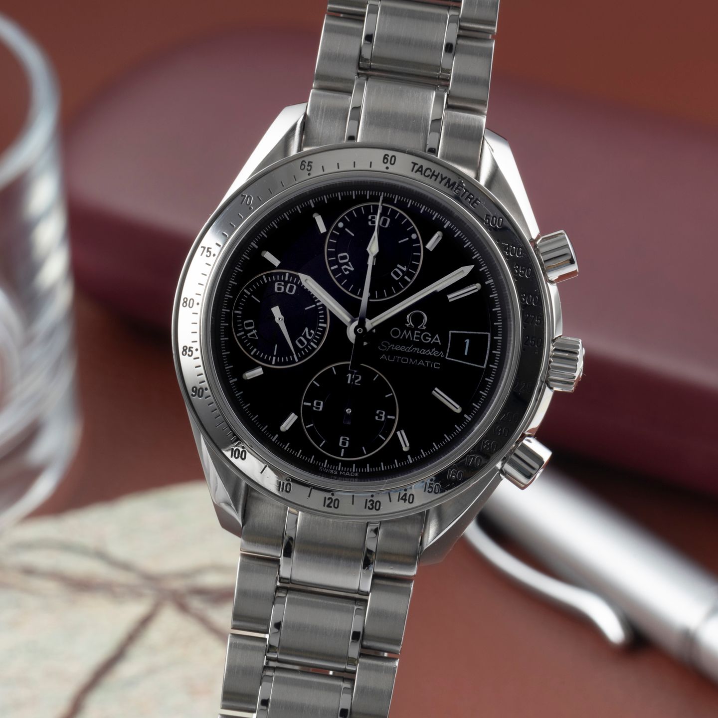 Omega Speedmaster Date 3513.50.00 (Onbekend (willekeurig serienummer)) - Zwart wijzerplaat 39mm Staal (3/8)