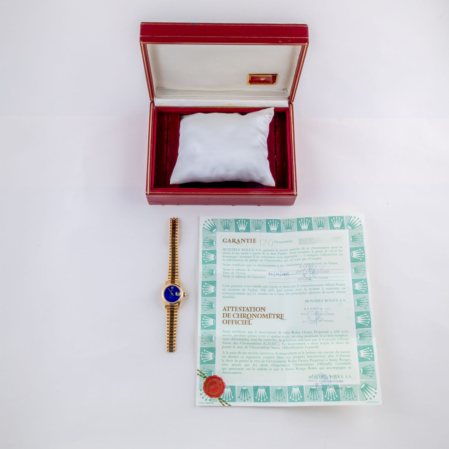 Rolex Lady-Datejust 69178 (1991) - Blue dial 26 mm Yellow Gold case (8/8)