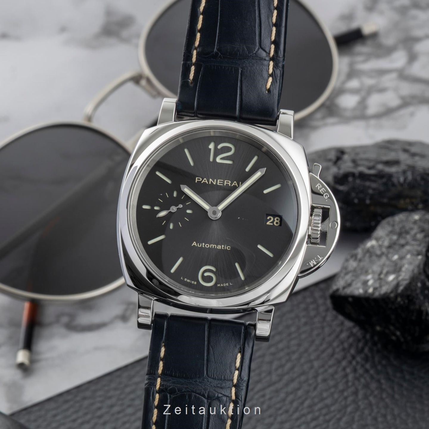 Panerai Luminor Due PAM00755 (Unknown (random serial)) - Grey dial 38 mm Steel case (1/8)