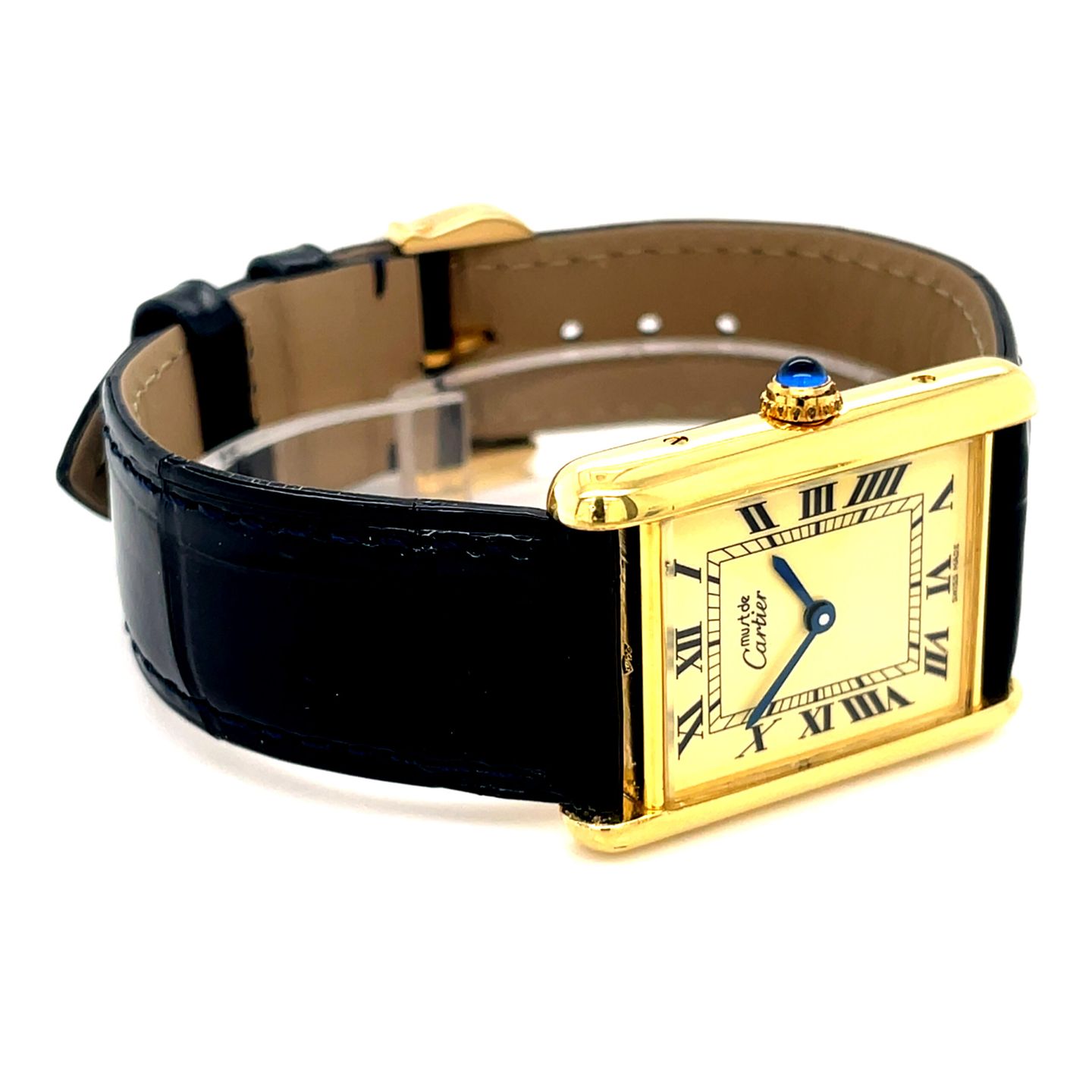 Cartier Tank Vermeil 590005 (Unknown (random serial)) - Yellow dial 23 mm Silver case (3/8)