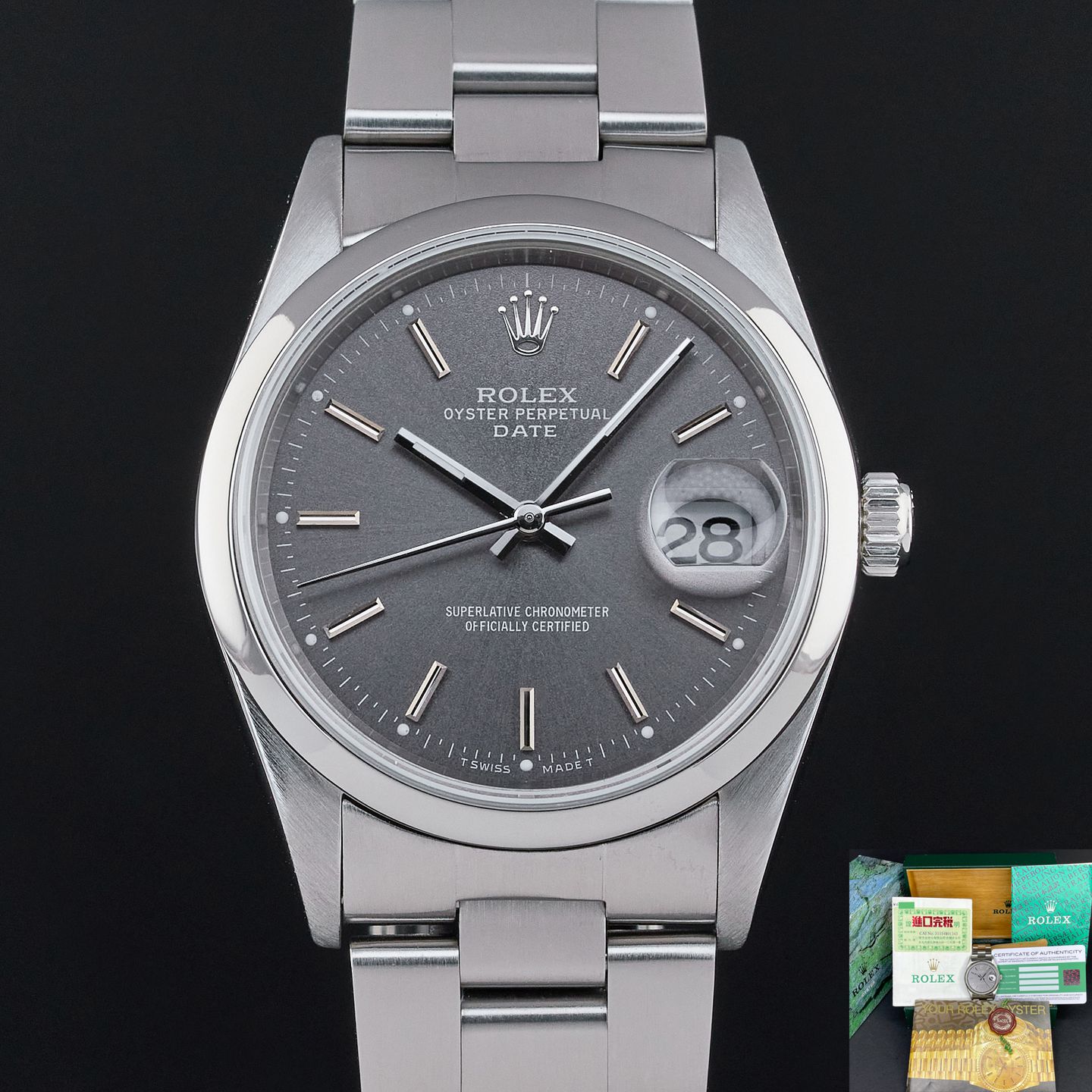 Rolex Oyster Perpetual Date 15200 (1995) - Grijs wijzerplaat 34mm Staal (1/8)