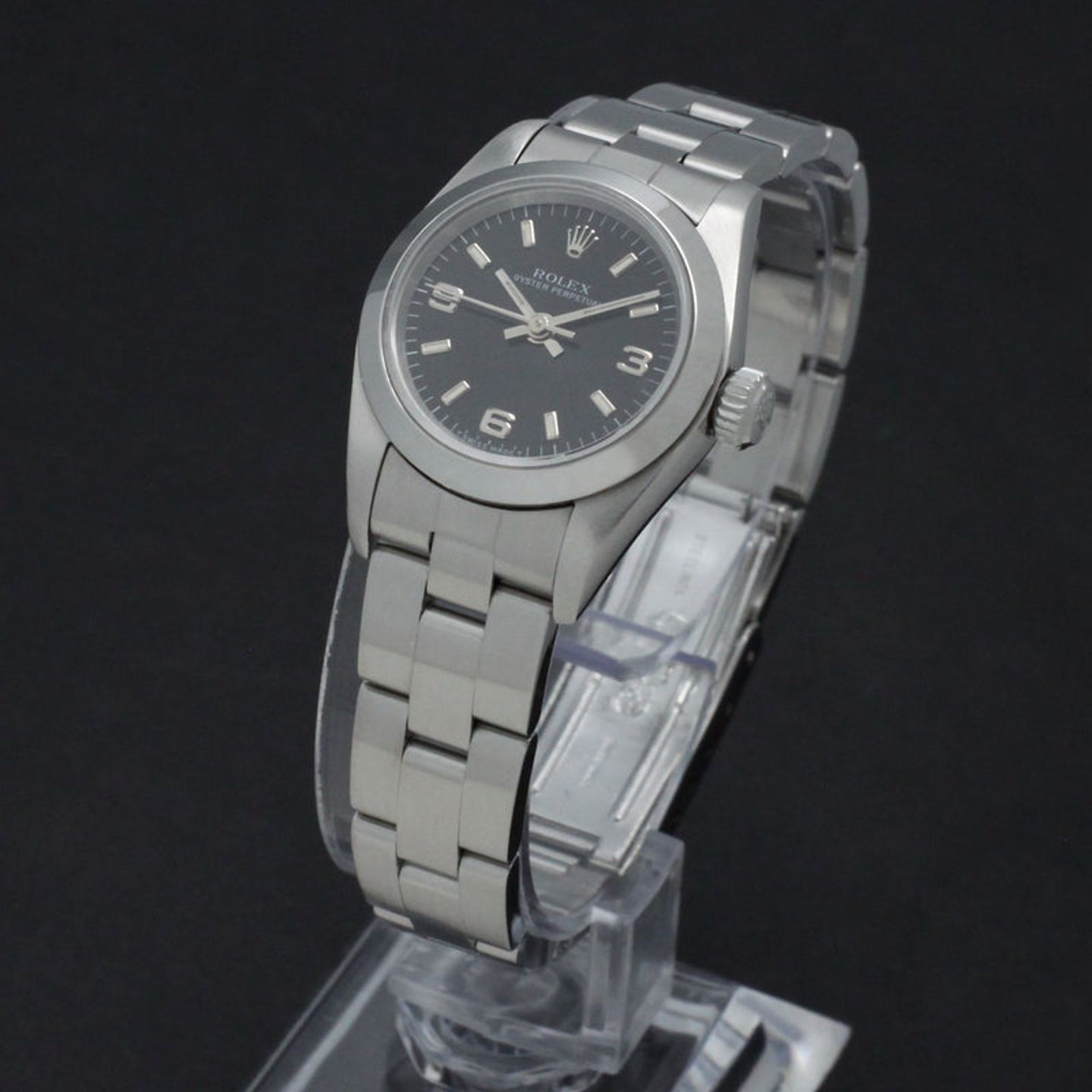 Rolex Oyster Perpetual 67180 (1997) - Black dial 26 mm Steel case (5/7)