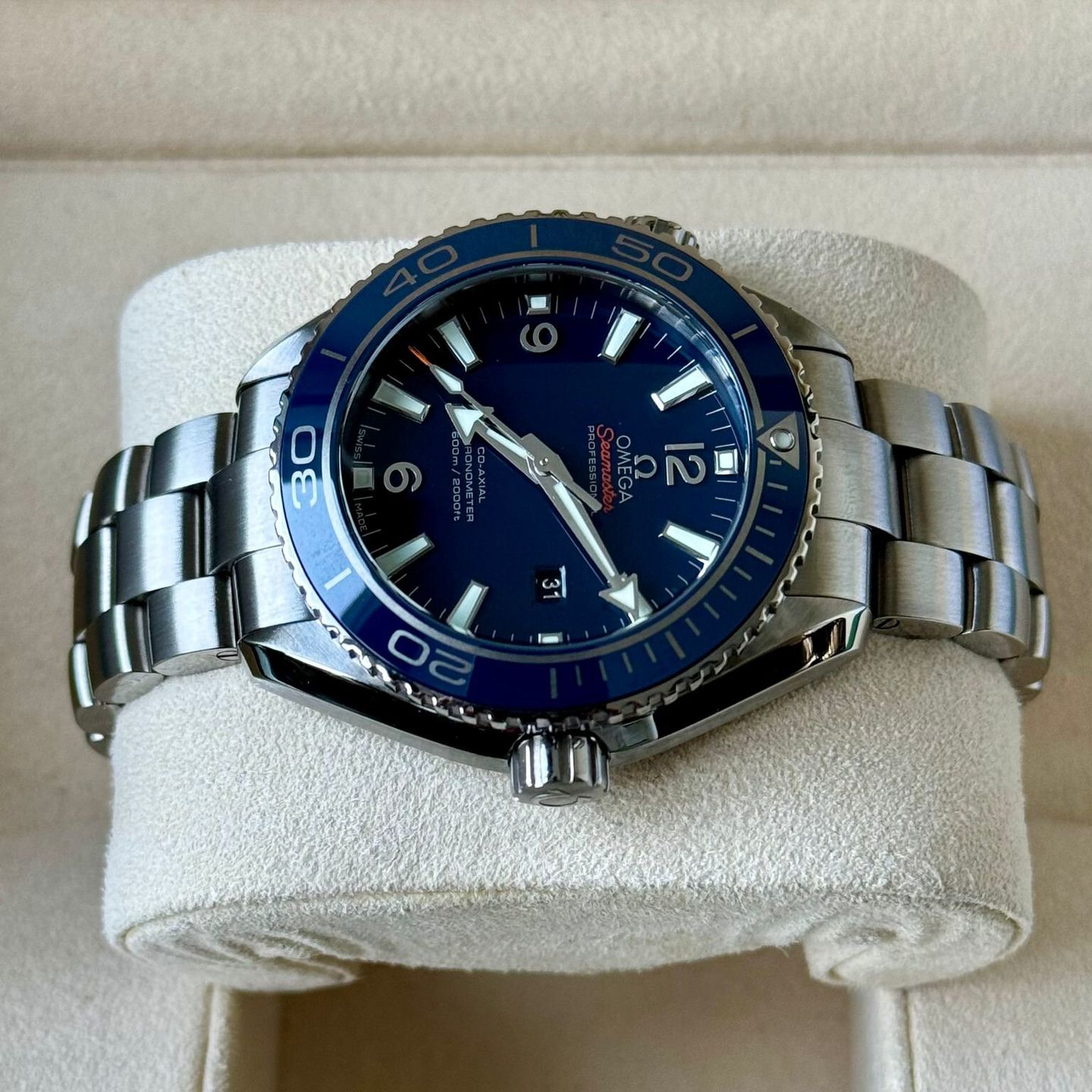 Omega Seamaster Planet Ocean 232.90.38.20.03.001 (Onbekend (willekeurig serienummer)) - Blauw wijzerplaat 38mm Titanium (4/7)