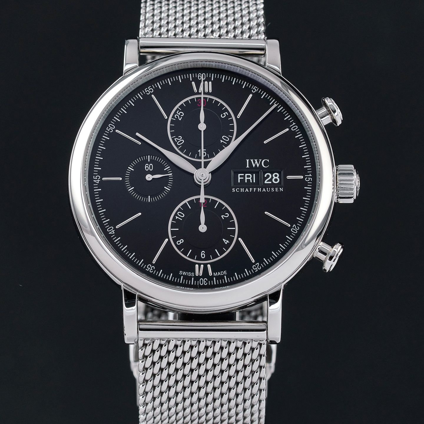 IWC Portofino Chronograph IW391006 (2013) - Black dial 42 mm Steel case (3/8)