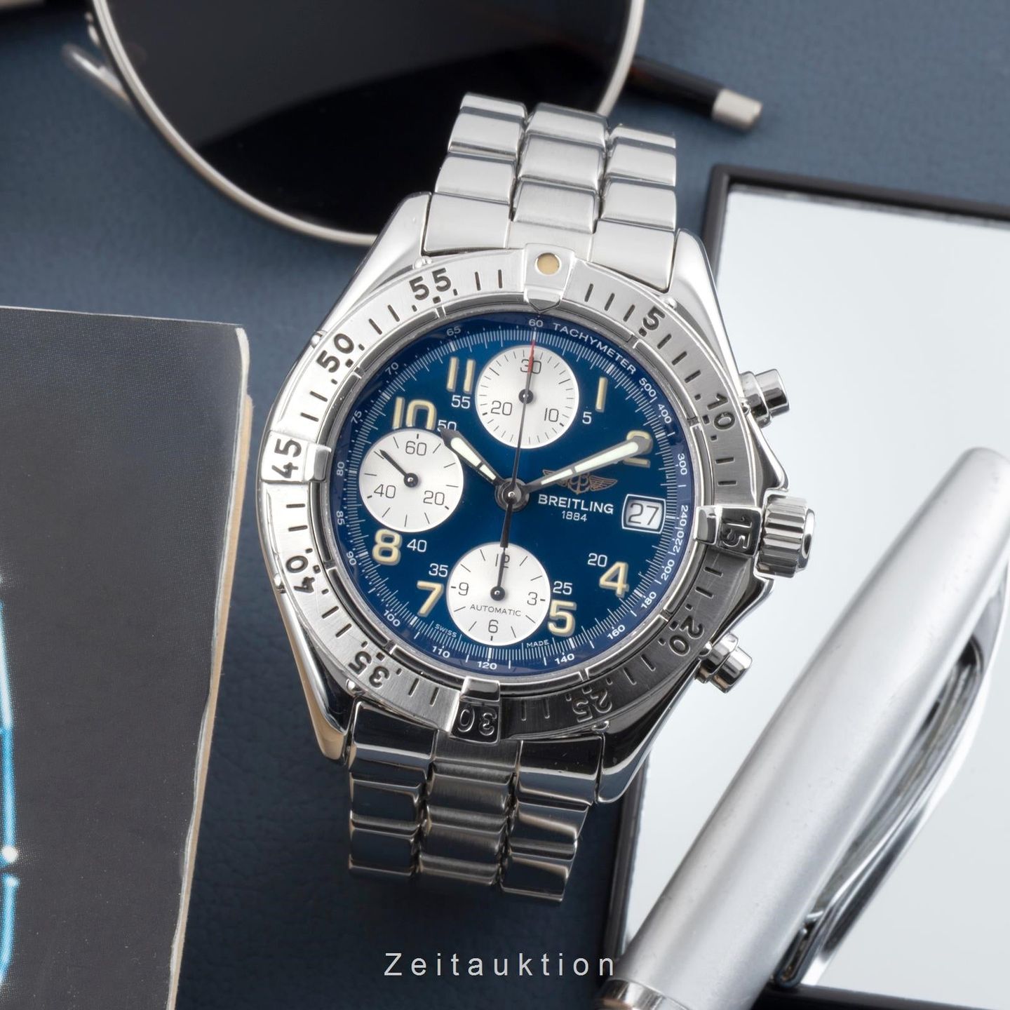 Breitling Colt Chronograph A13035 (1995) - Blue dial 42 mm Steel case (3/8)