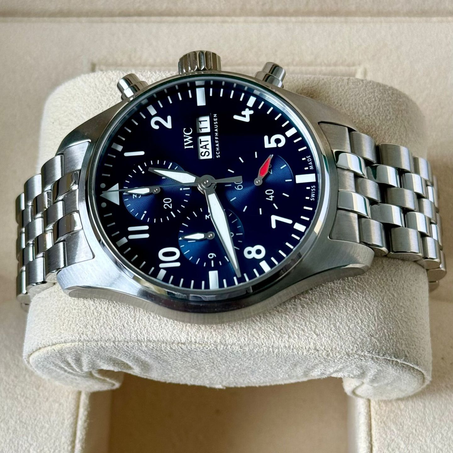 IWC Pilot Chronograph IW388102 (2023) - Blauw wijzerplaat 41mm Staal (5/7)