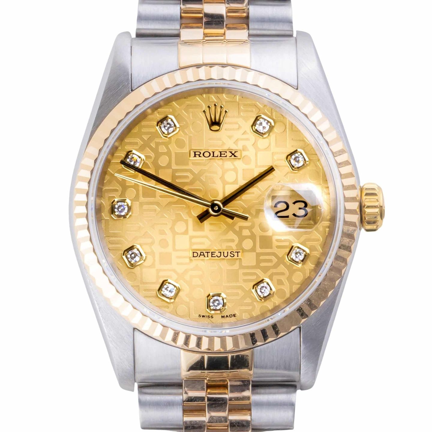 Rolex Datejust 36 16233 (2002) - Champagne dial 36 mm Gold/Steel case (3/8)