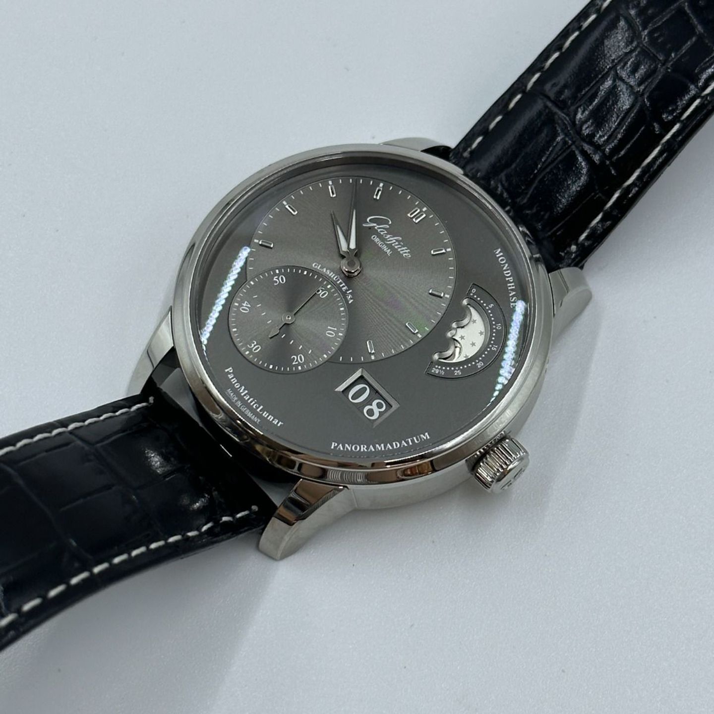 Glashütte Original PanoMaticLunar 1-90-02-43-32-05 (2024) - Grijs wijzerplaat 40mm Staal (3/8)