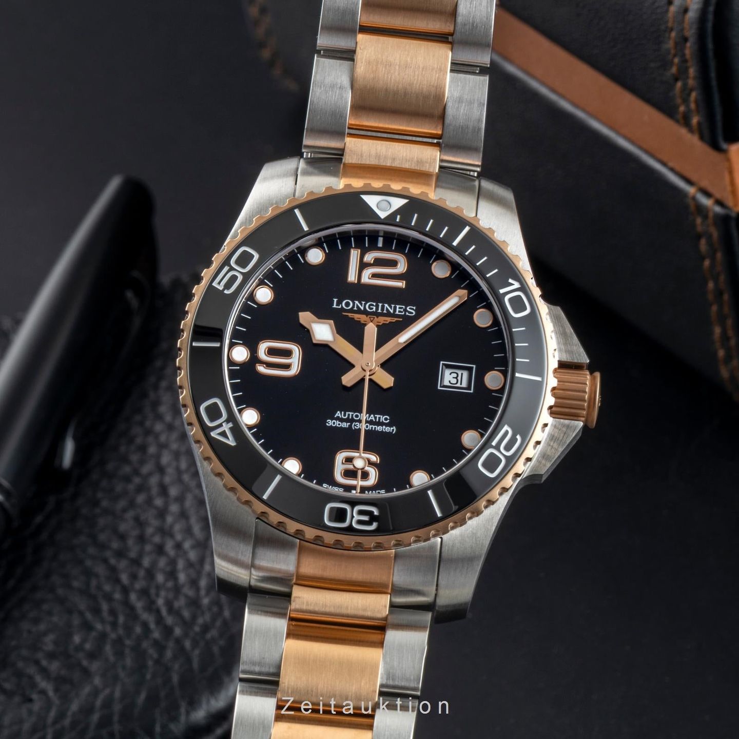 Longines HydroConquest L3.782.3.58.7 (Onbekend (willekeurig serienummer)) - Zwart wijzerplaat 43mm Staal (1/8)