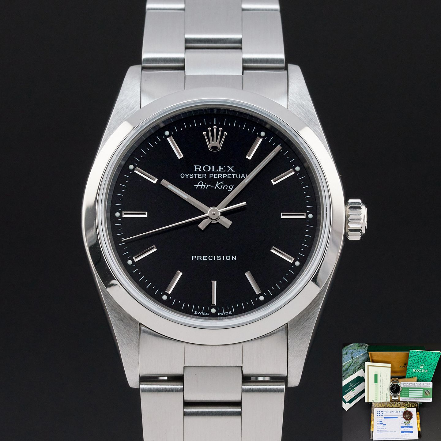 Rolex Air-King 14000 (1999) - Zwart wijzerplaat 34mm Staal (1/8)