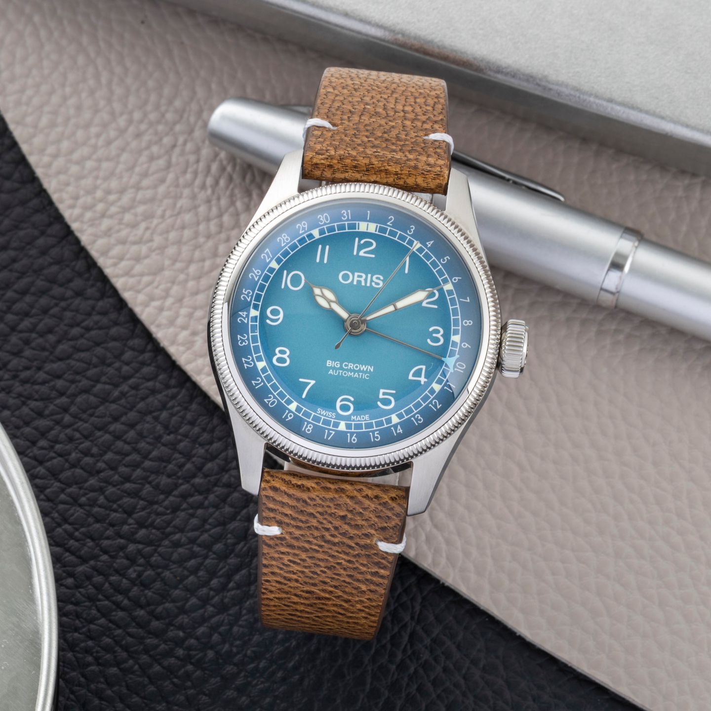 Oris Big Crown Pointer Date 01 754 7779 4065-Set (Unknown (random serial)) - Blue dial 38 mm Steel case (1/8)
