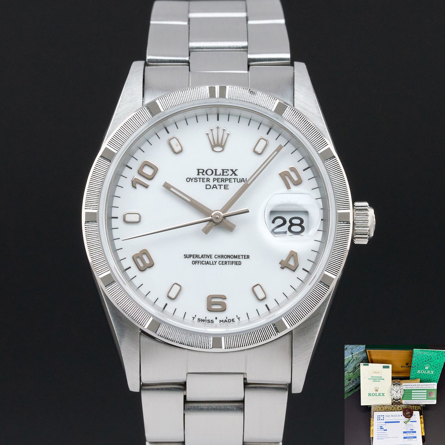 Rolex Oyster Perpetual Date 15210 (1995) - White dial 34 mm Steel case (1/8)