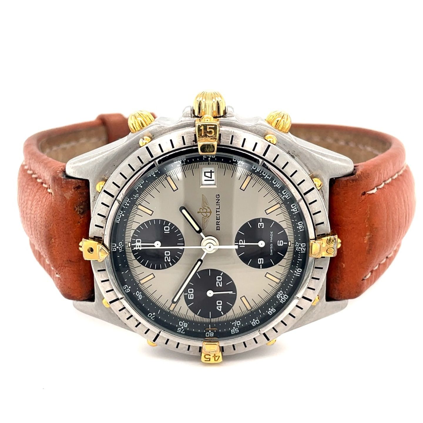 Breitling Chronomat 81950A (Unknown (random serial)) - Silver dial 29 mm Gold/Steel case (1/8)