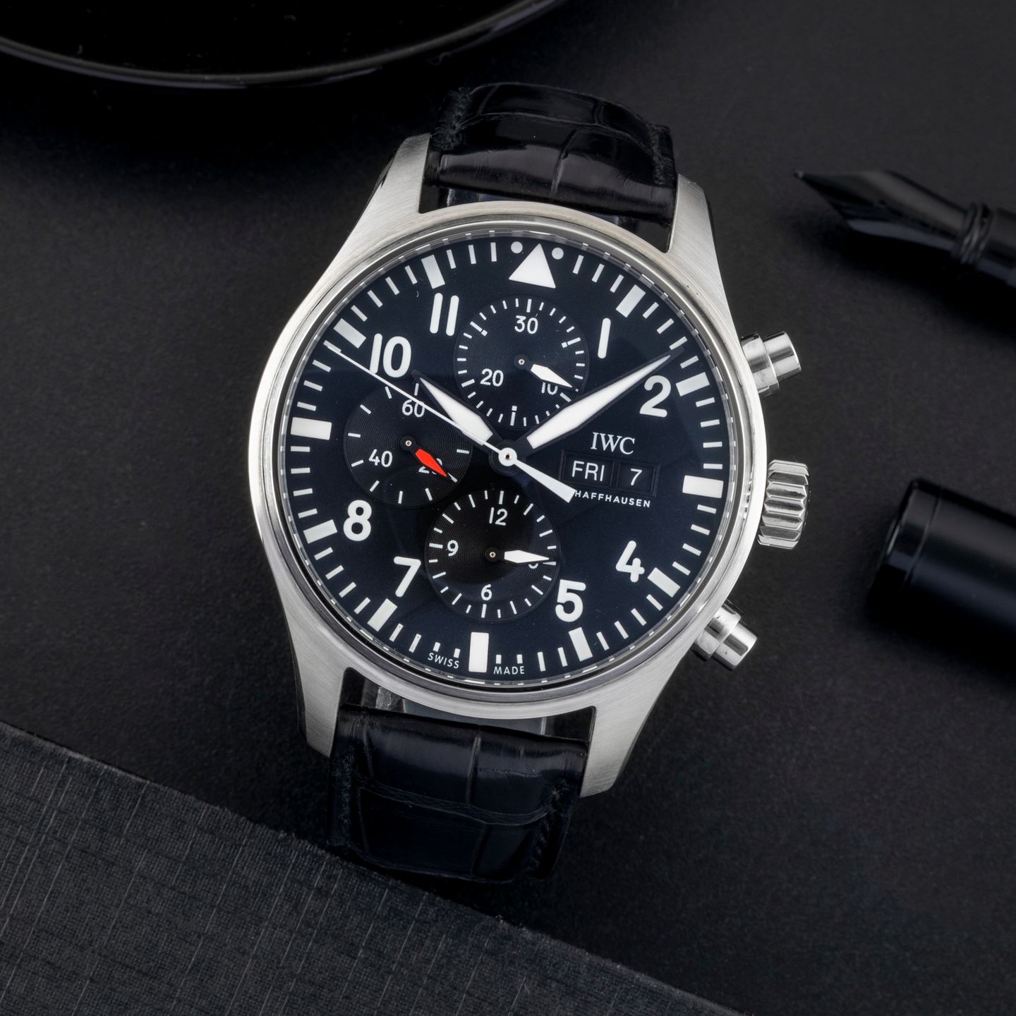 IWC Pilot Chronograph IW377709 (Unknown (random serial)) - Black dial 43 mm Steel case (1/8)