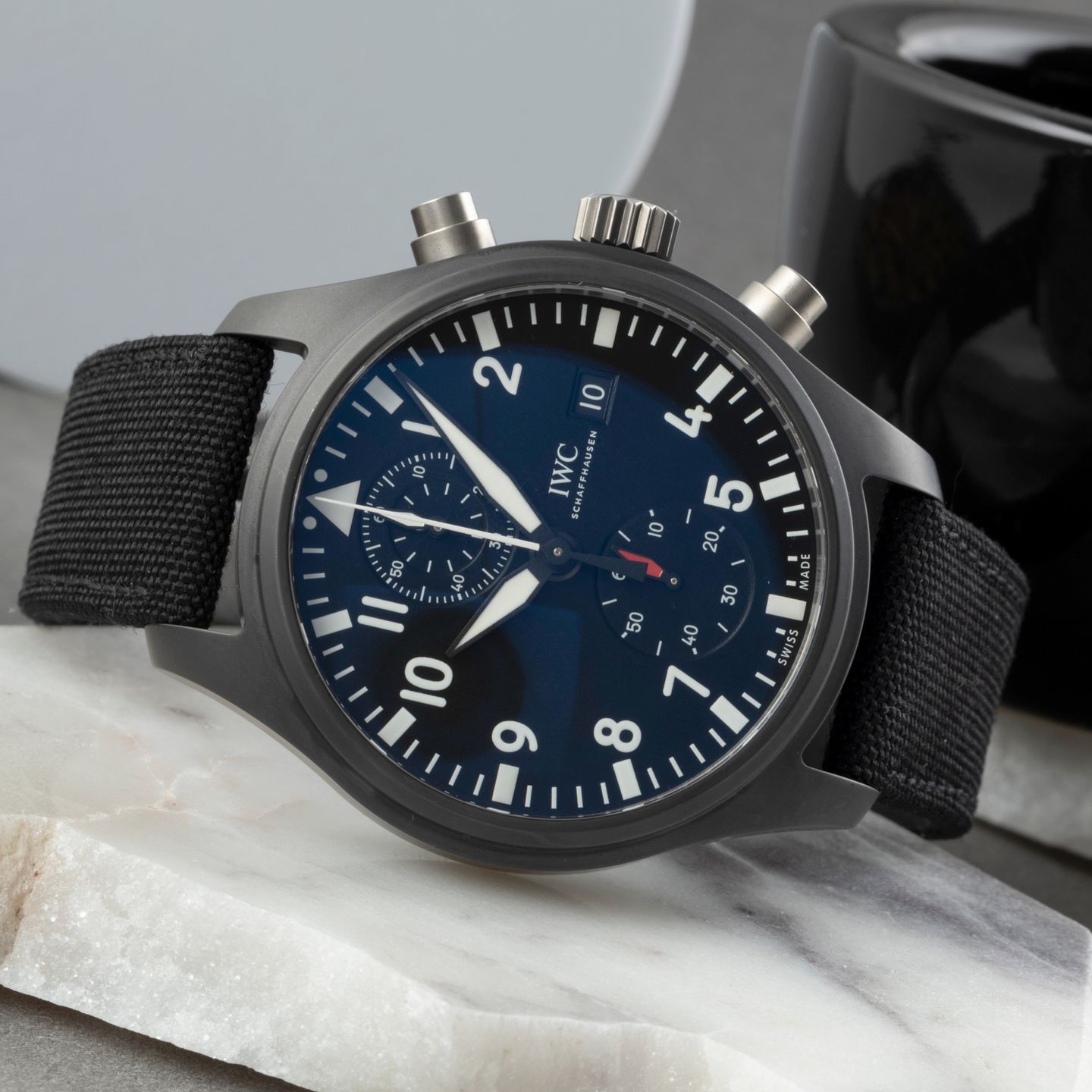 IWC Pilot Chronograph Top Gun IW389001 (Onbekend (willekeurig serienummer)) - Zwart wijzerplaat 44mm Keramiek (2/8)