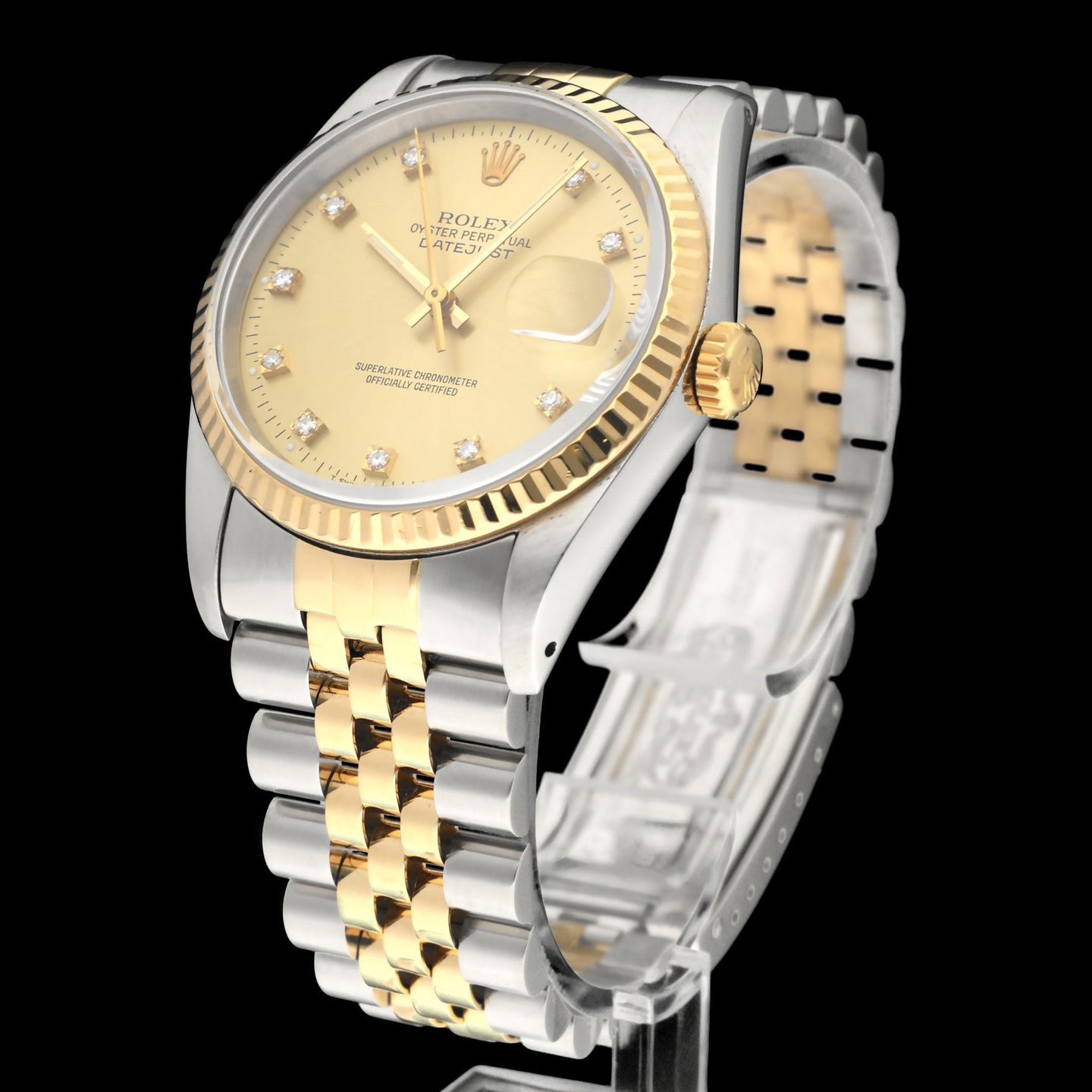 Rolex Datejust 36 16233G (1990) - Champagne dial 36 mm Gold/Steel case (4/8)