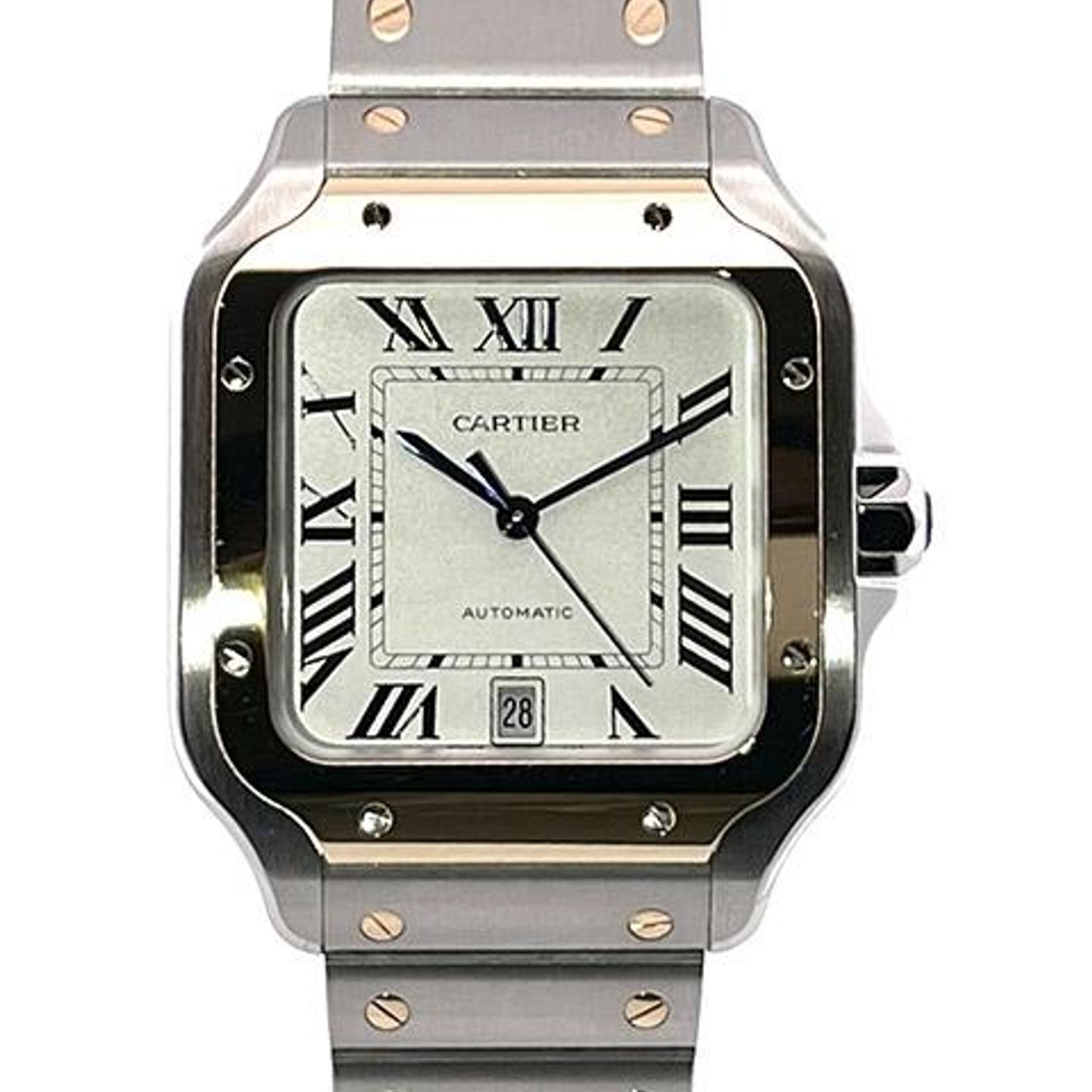 Cartier Santos W2SA0009 (2024) - Silver dial 40 mm Gold/Steel case (1/8)