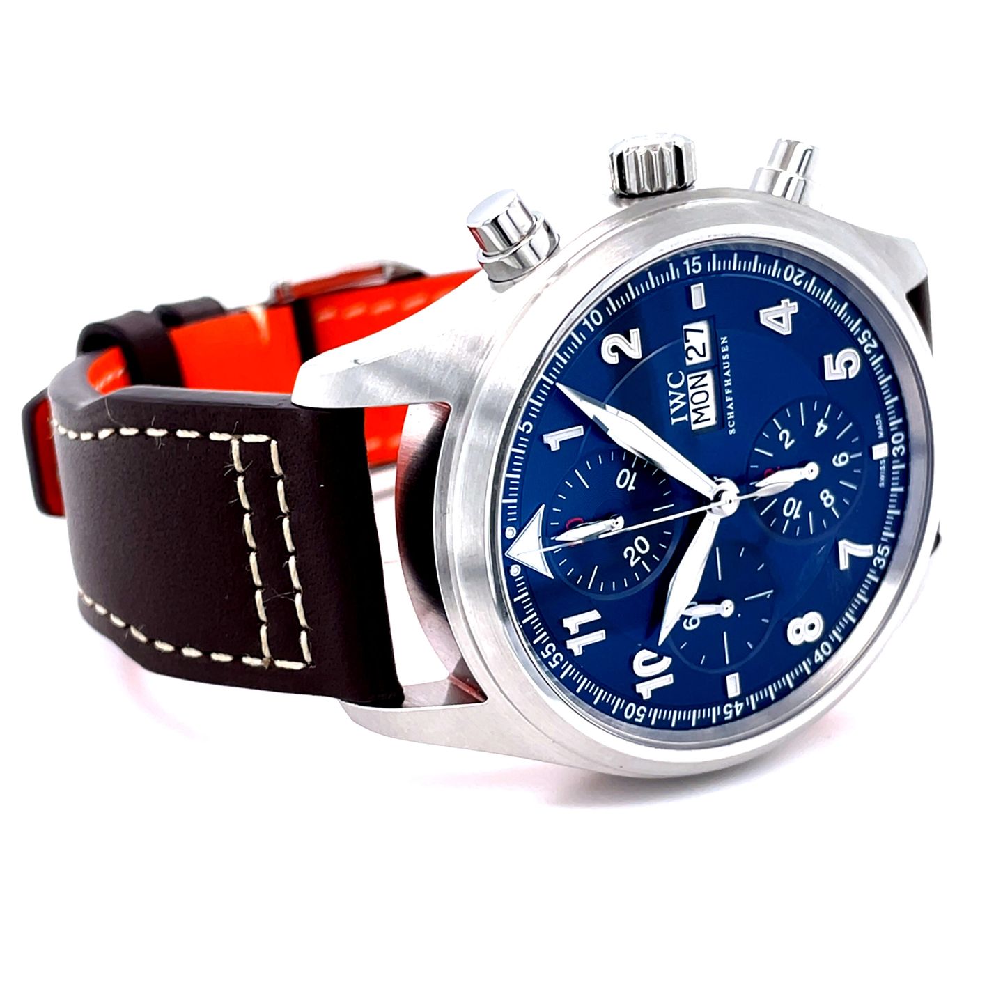 IWC Pilot Spitfire Chronograph IW371712 (2008) - Blue dial 42 mm Steel case (3/8)