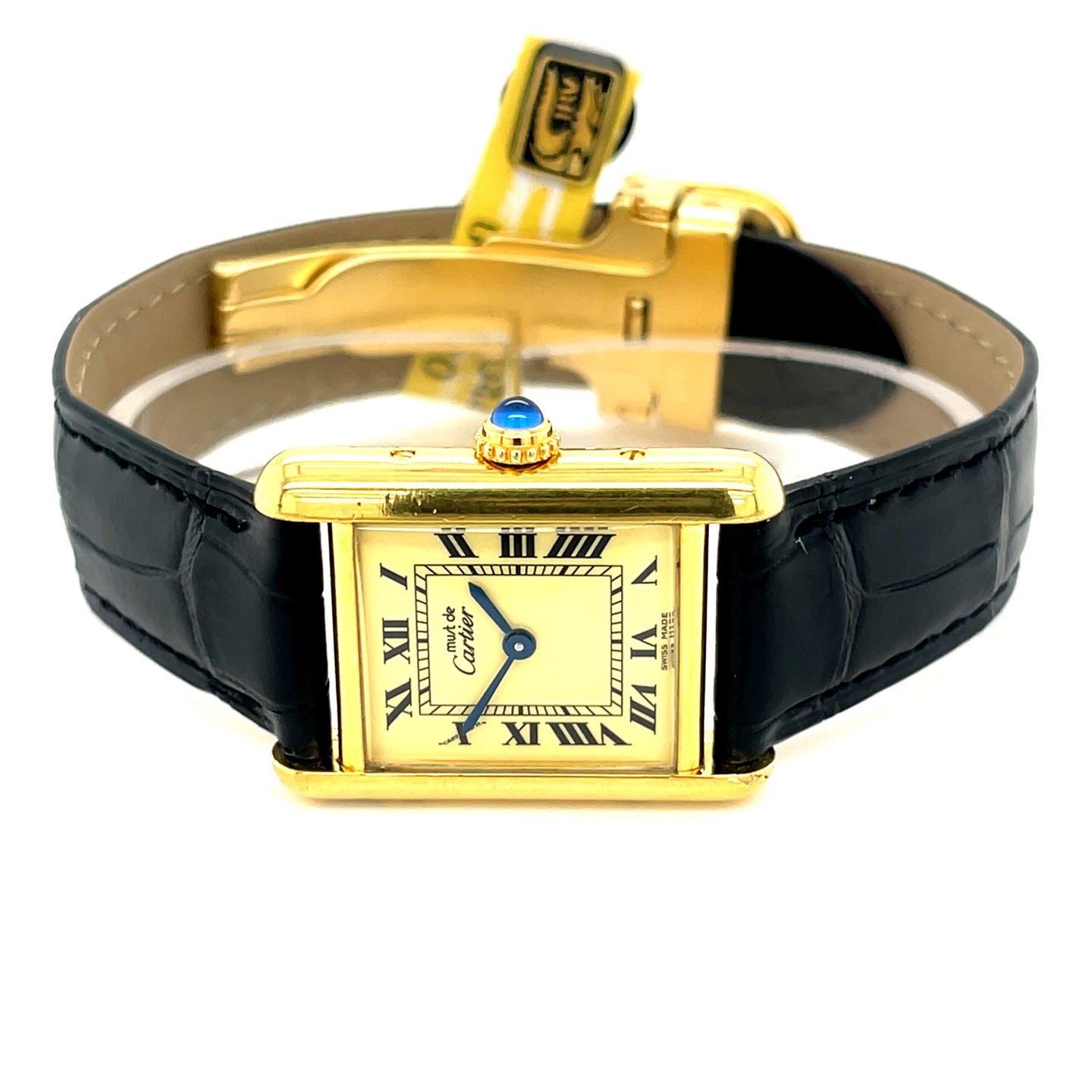 Cartier Tank Vermeil 5057001 (Unknown (random serial)) - Yellow dial 20 mm Silver case (1/8)