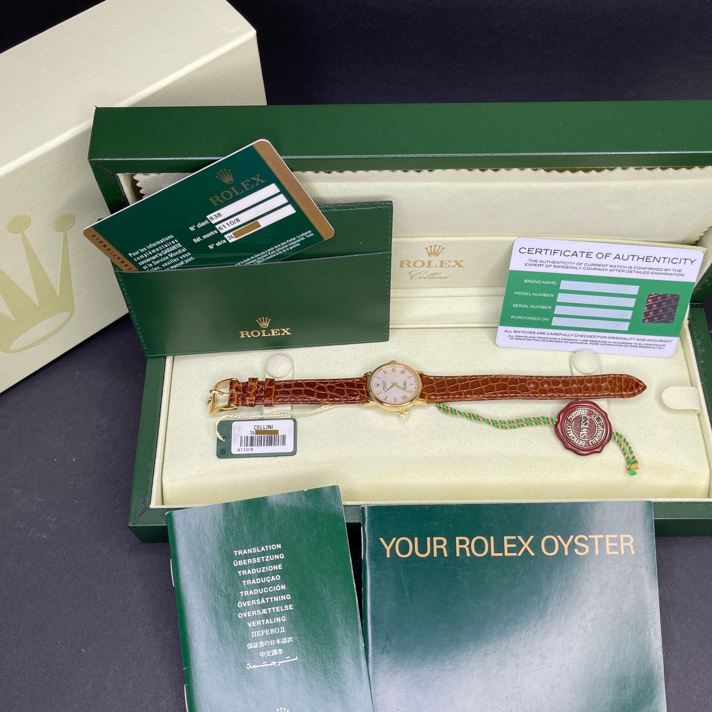 Rolex Cellini 6110 (Onbekend (willekeurig serienummer)) - Zilver wijzerplaat 26mm Geelgoud (2/7)