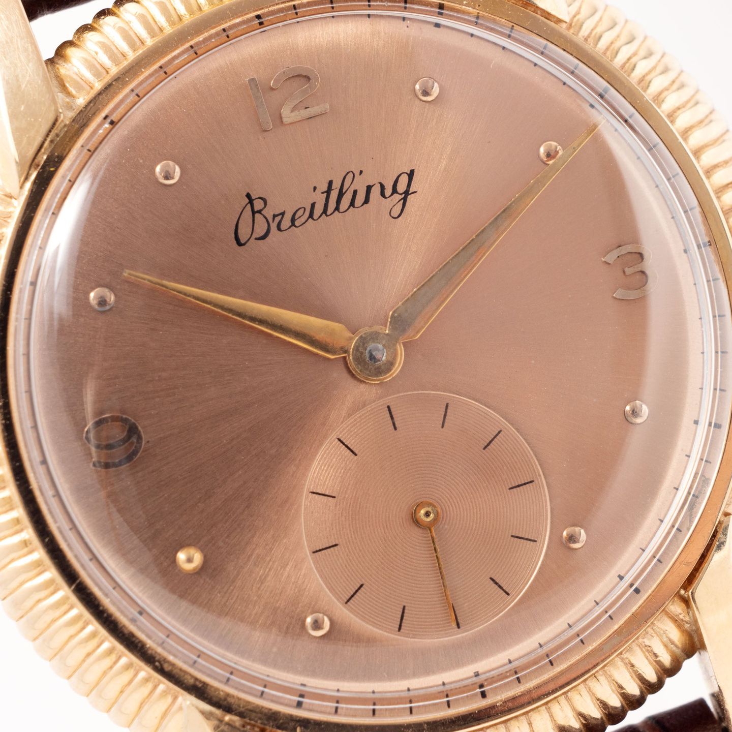 Breitling Vintage 177 (Unknown (random serial)) - Pink dial 34 mm Rose Gold case (2/8)