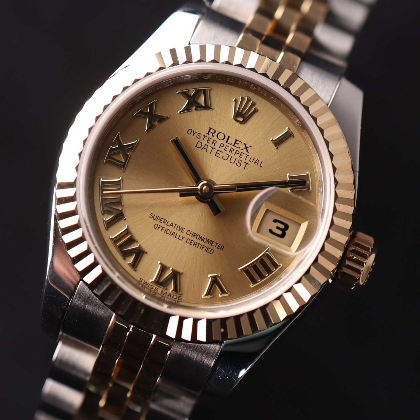 Rolex Lady-Datejust 179173 (2013) - Champagne dial 26 mm Gold/Steel case (5/6)