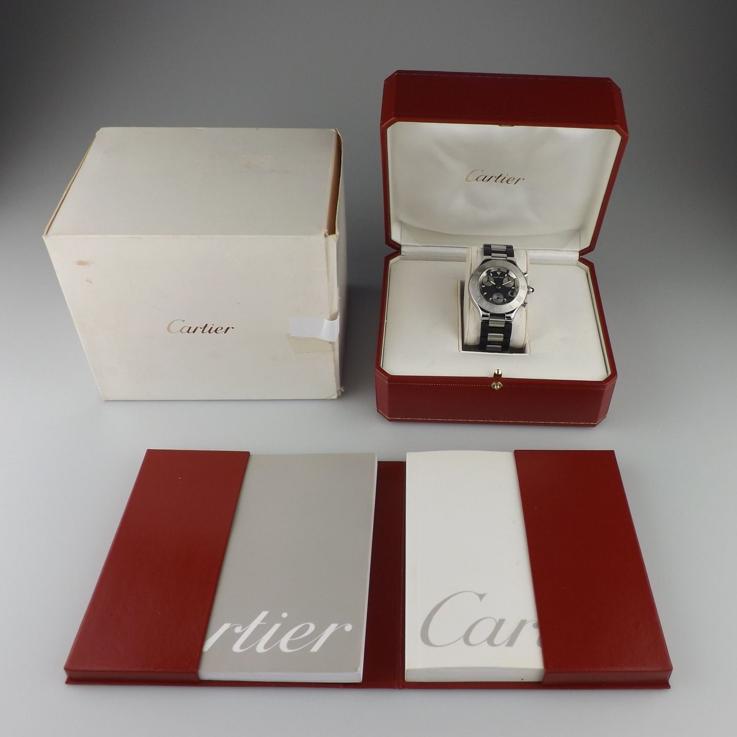 Cartier 21 Chronoscaph 2424 (Unknown (random serial)) - Black dial 38 mm Steel case (8/8)