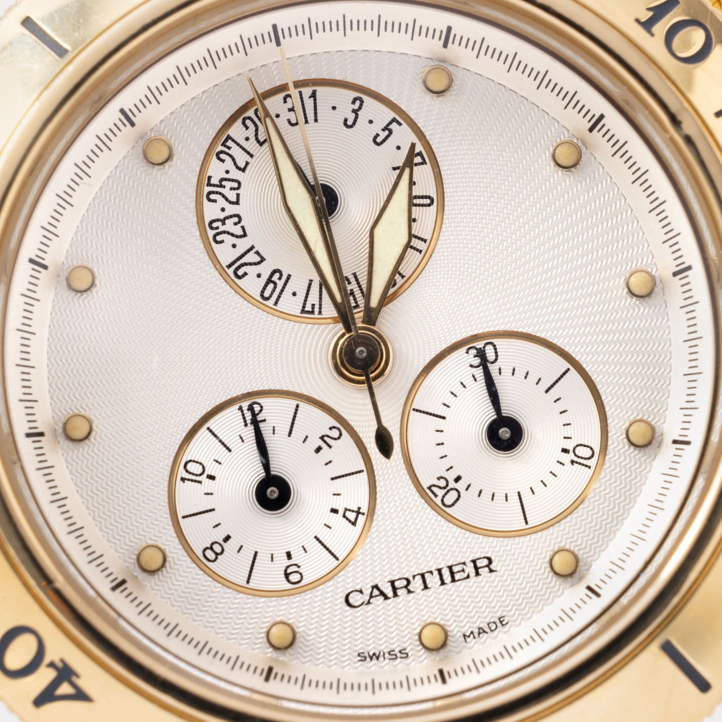Cartier Pasha 1353 1 (1990) - Wit wijzerplaat 36mm Geelgoud (1/8)