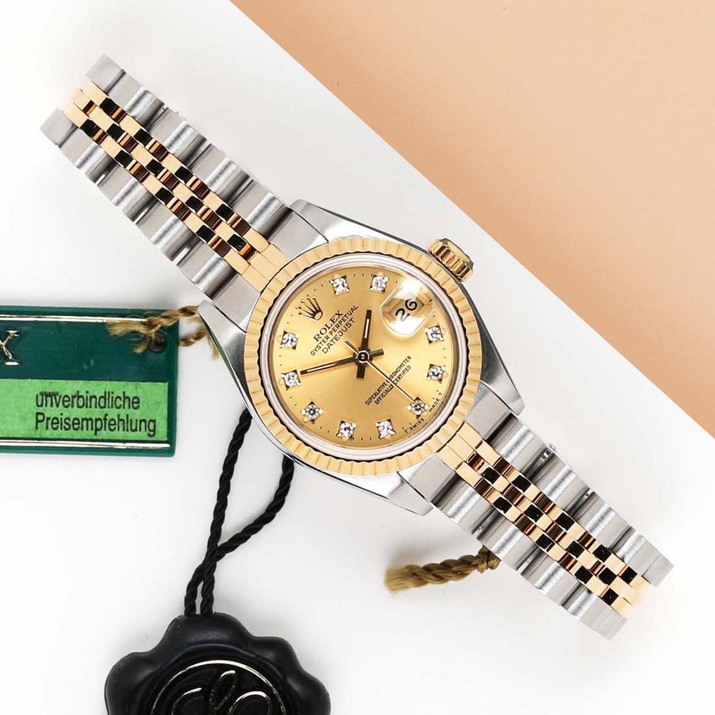 Rolex Lady-Datejust 69173 (1989) - Champagne wijzerplaat 26mm Goud/Staal (1/8)