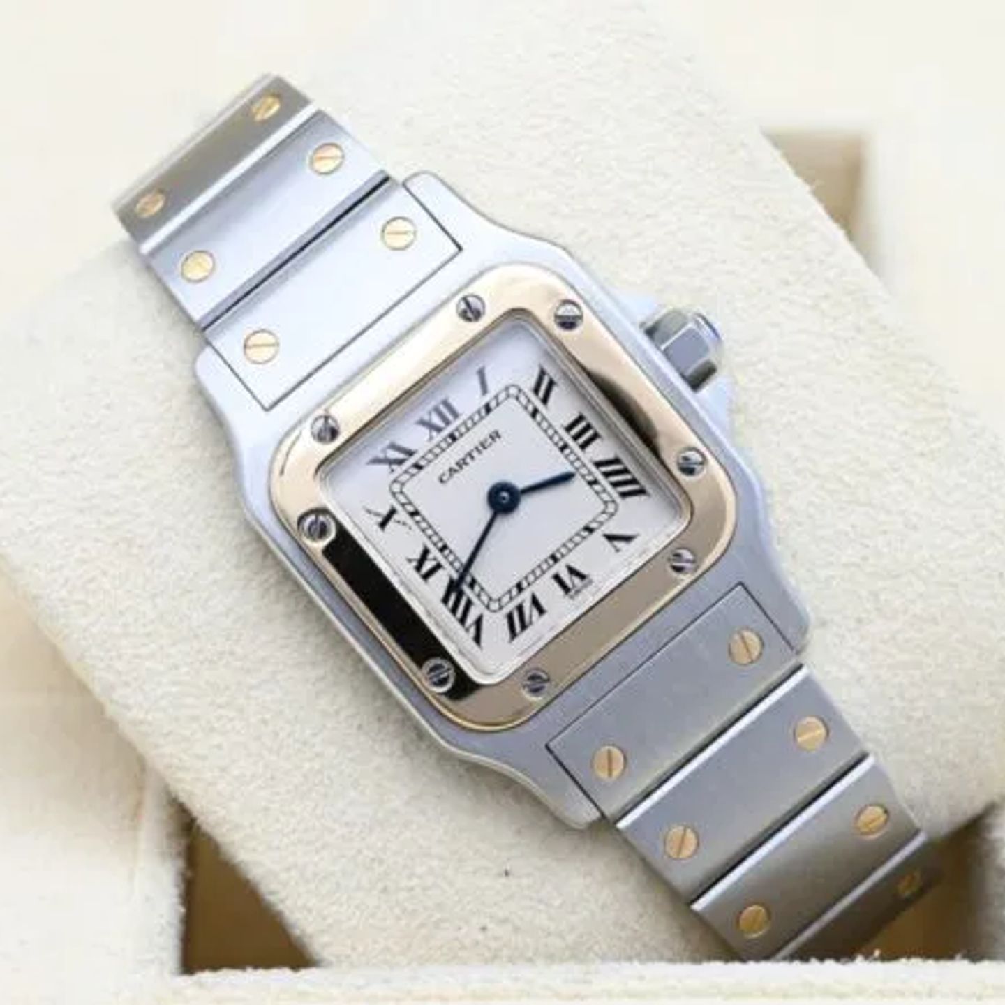 Cartier Santos Galbée 1567 (1999) - White dial 24 mm Gold/Steel case (1/8)