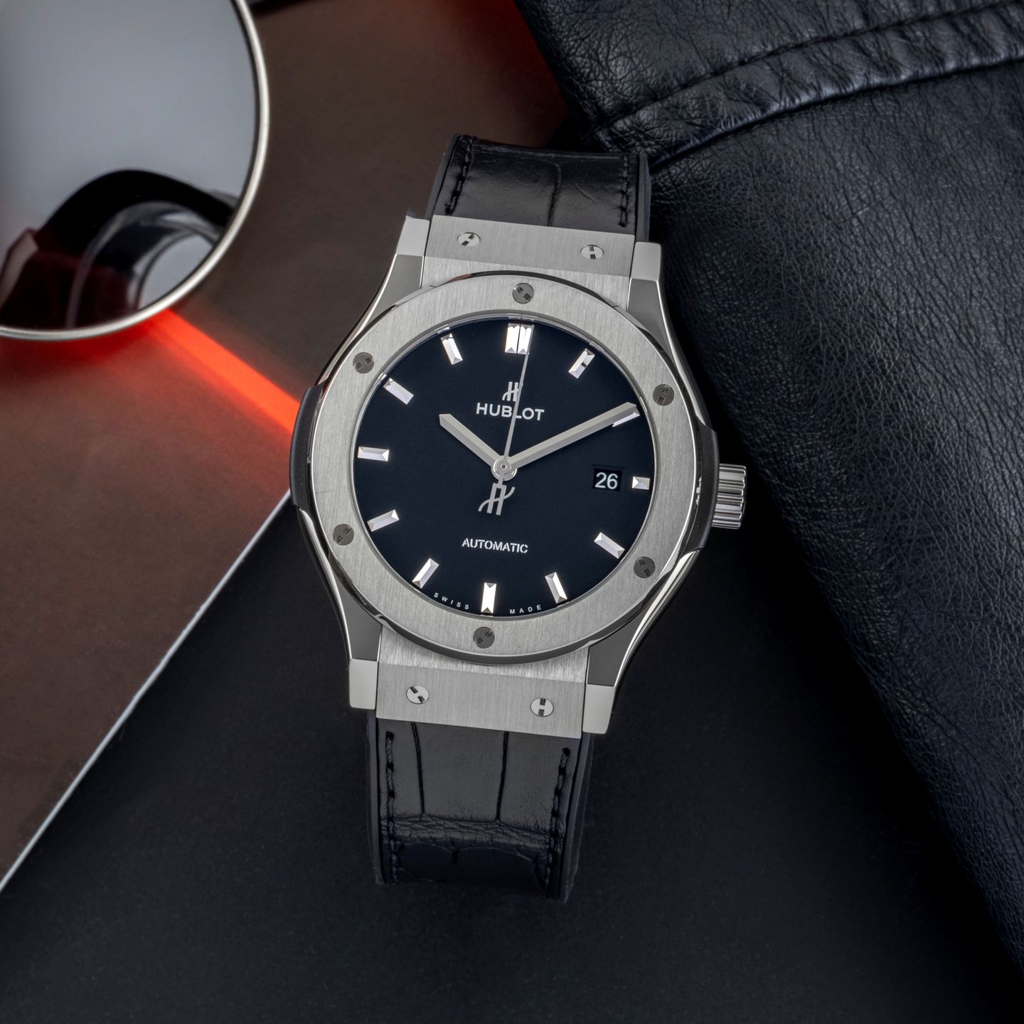 Hublot Classic Fusion 542.NX.1171.LR (Unknown (random serial)) - Black dial 42 mm Titanium case (1/8)
