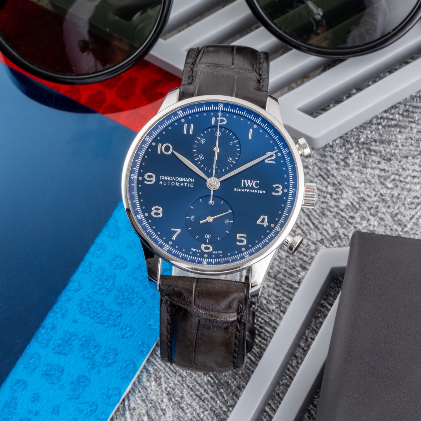 IWC Portuguese Chronograph IW371606 (Onbekend (willekeurig serienummer)) - Blauw wijzerplaat 41mm Staal (1/8)