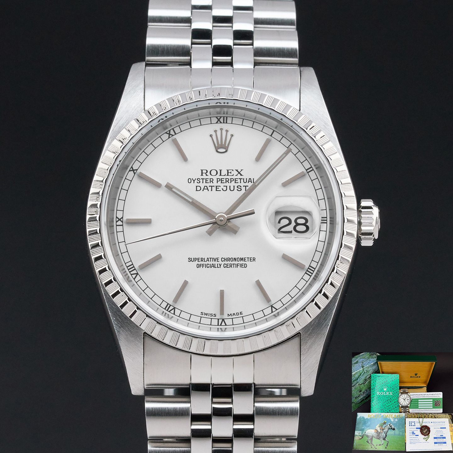 Rolex Datejust 36 16220 (1999) - Zilver wijzerplaat 36mm Staal (1/8)