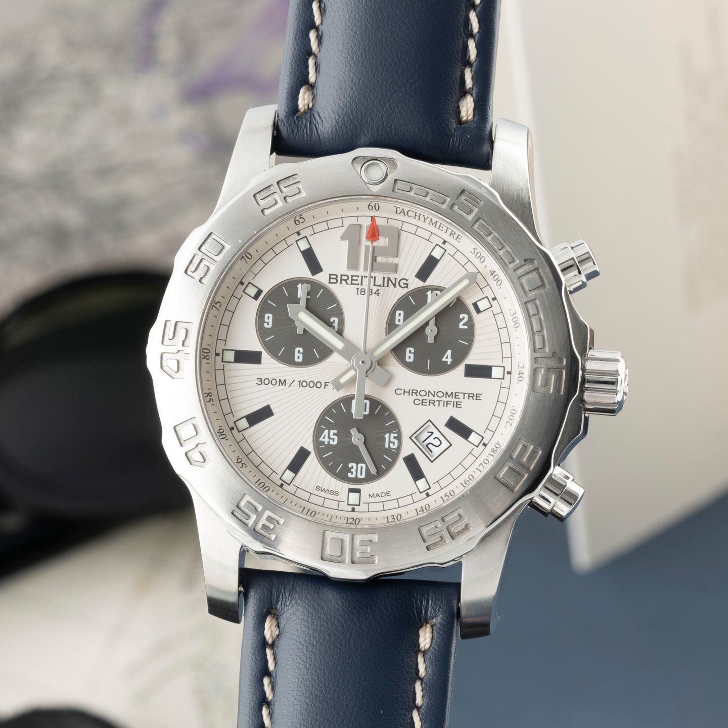 Breitling Colt Chronograph II A73387 (2011) - Wit wijzerplaat 44mm Staal (3/8)