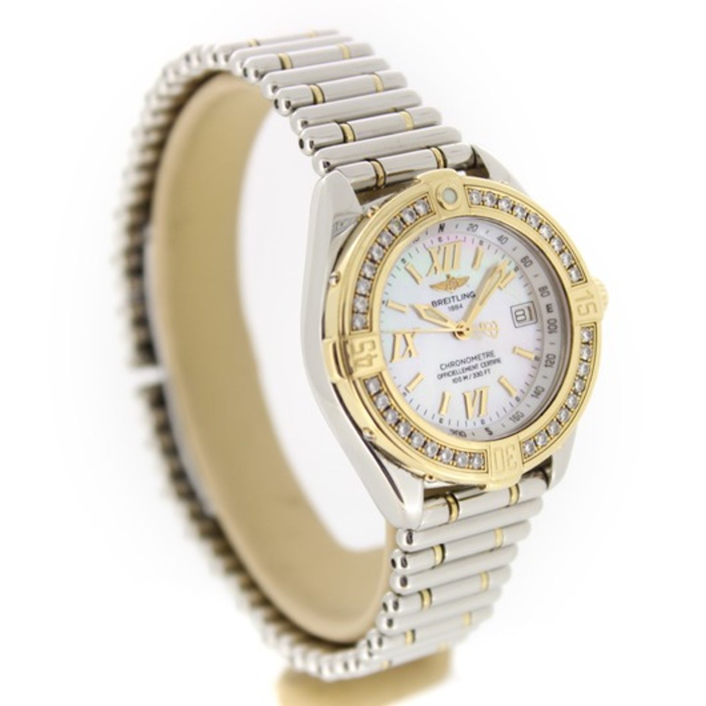 Breitling Cockpit Lady D67365 (2000) - Pearl dial 31 mm Gold/Steel case (6/7)