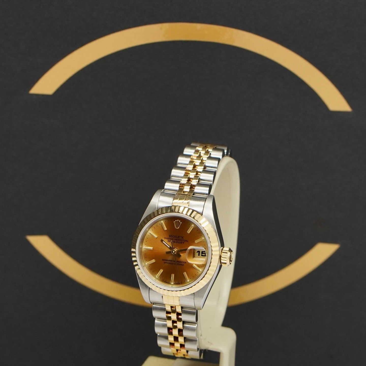 Rolex Lady-Datejust 69173 (1995) - Orange dial 26 mm Gold/Steel case (2/7)