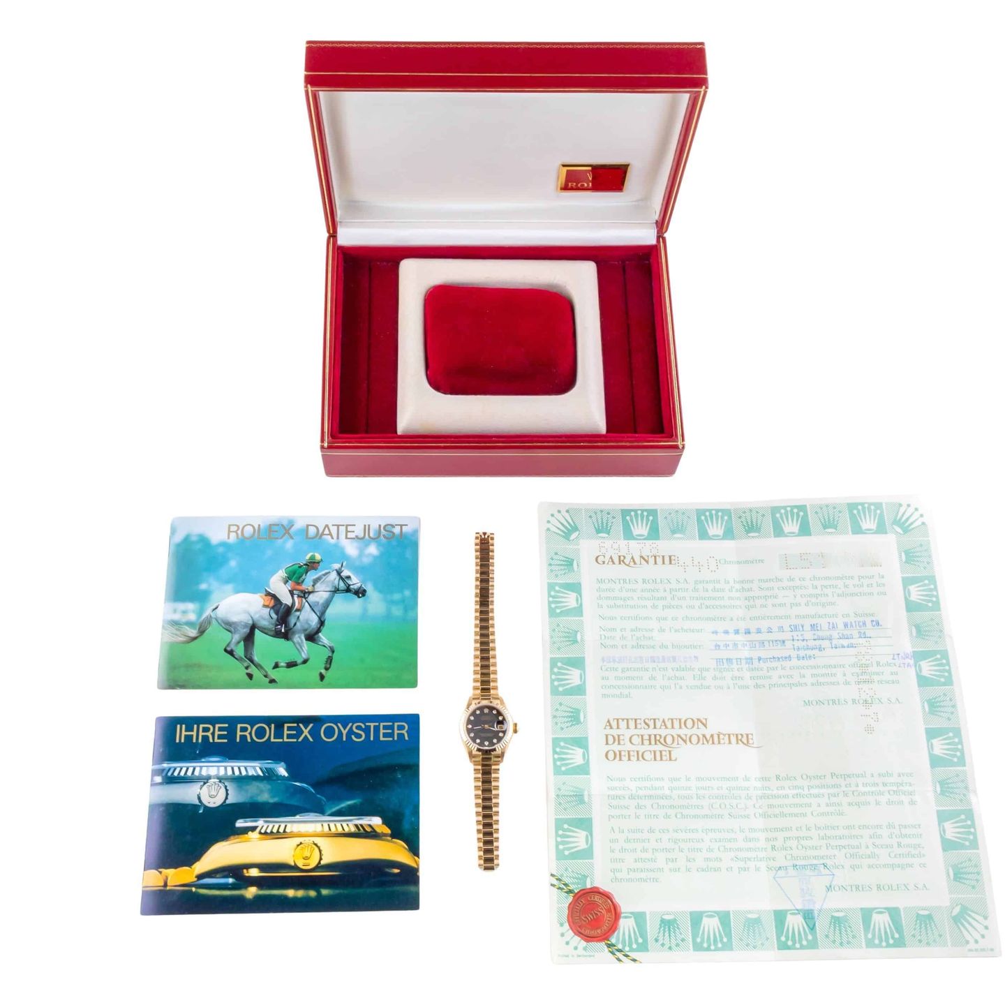 Rolex Lady-Datejust 69178 (1989) - Black dial 26 mm Yellow Gold case (8/8)