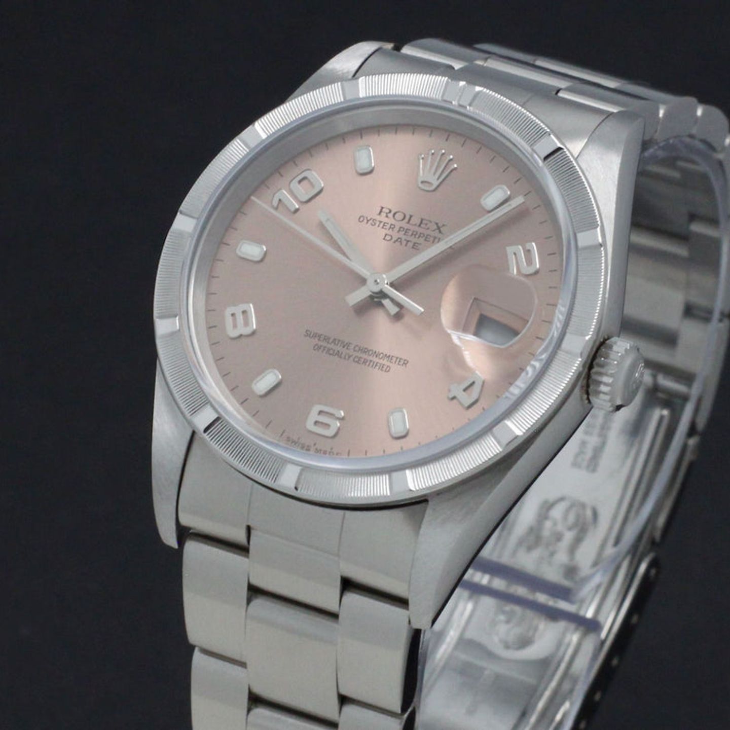Rolex Oyster Perpetual Date 15210 (2002) - Pink dial 34 mm Steel case (6/7)