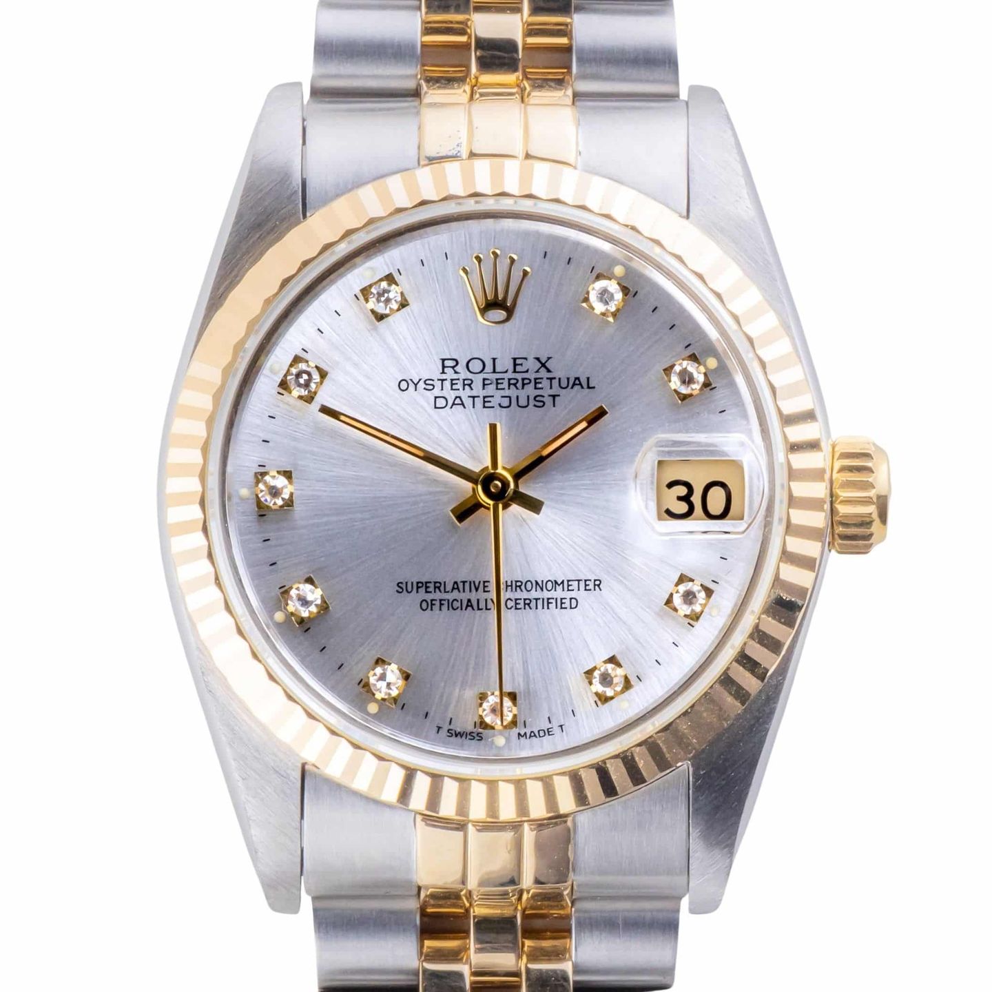 Rolex Datejust 31 68273 (1991) - Silver dial 31 mm Gold/Steel case (3/8)