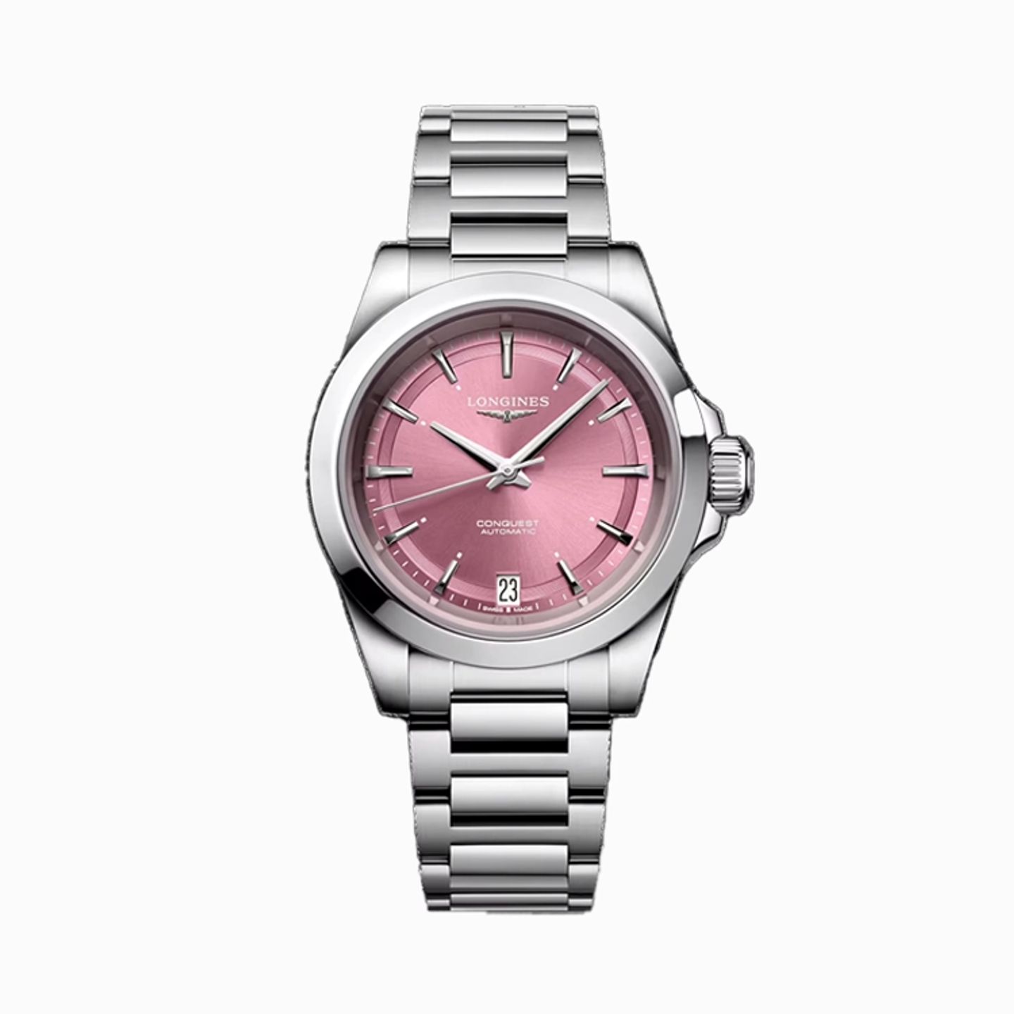 Longines Conquest L3.430.4.99.6 (2025) - Roze wijzerplaat 34mm Staal (1/1)