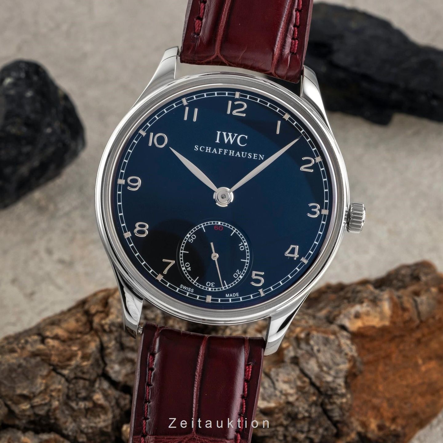 IWC Portuguese Hand-Wound IW545407 (2012) - Black dial 44 mm Steel case (1/8)