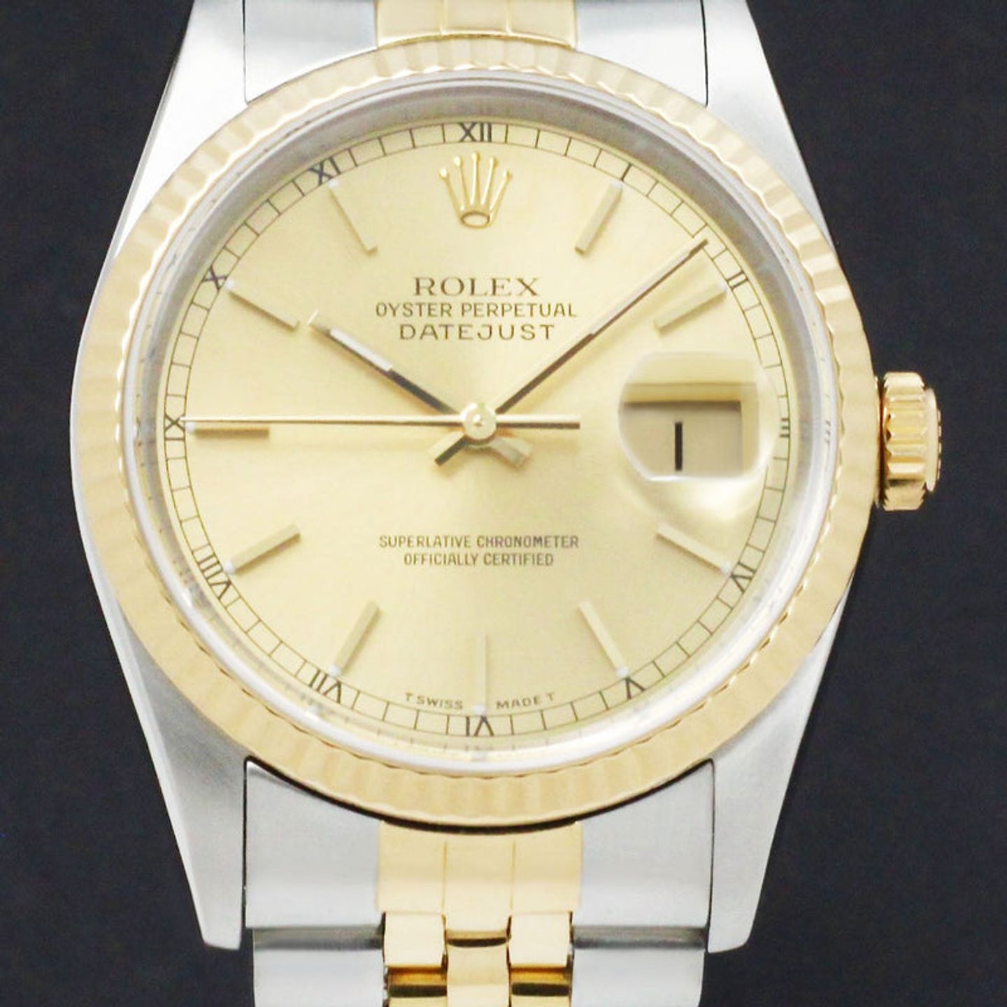 Rolex Datejust 36 16233 (1992) - Gold dial 36 mm Gold/Steel case (1/7)