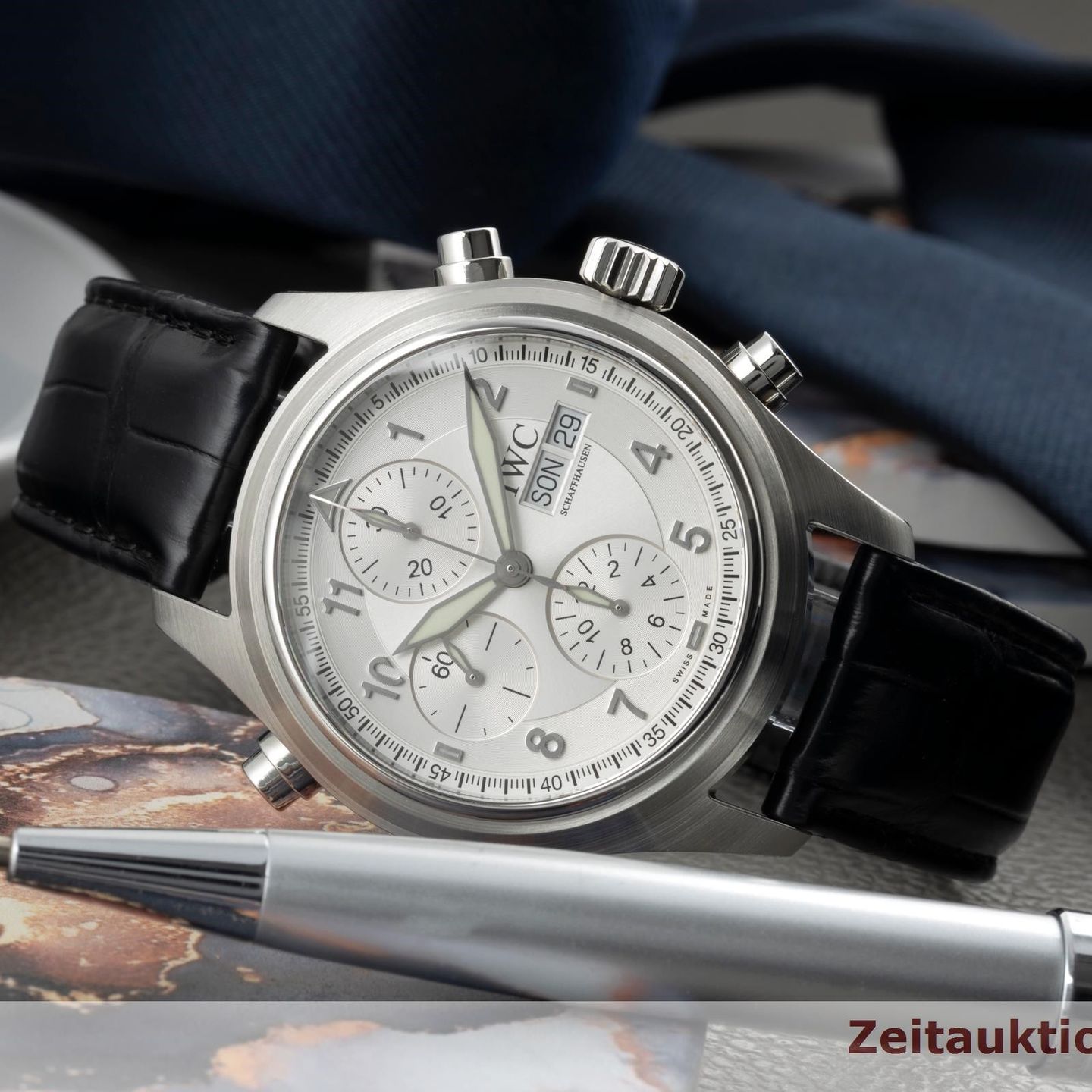IWC Pilot Spitfire Chronograph IW371343 (Unknown (random serial)) - Silver dial 42 mm Steel case (2/8)