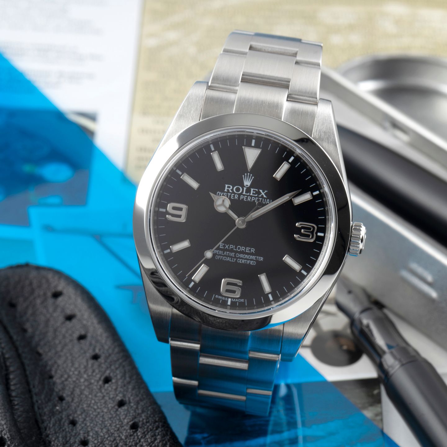 Rolex Explorer 214270 (Onbekend (willekeurig serienummer)) - Zwart wijzerplaat 39mm Staal (1/8)