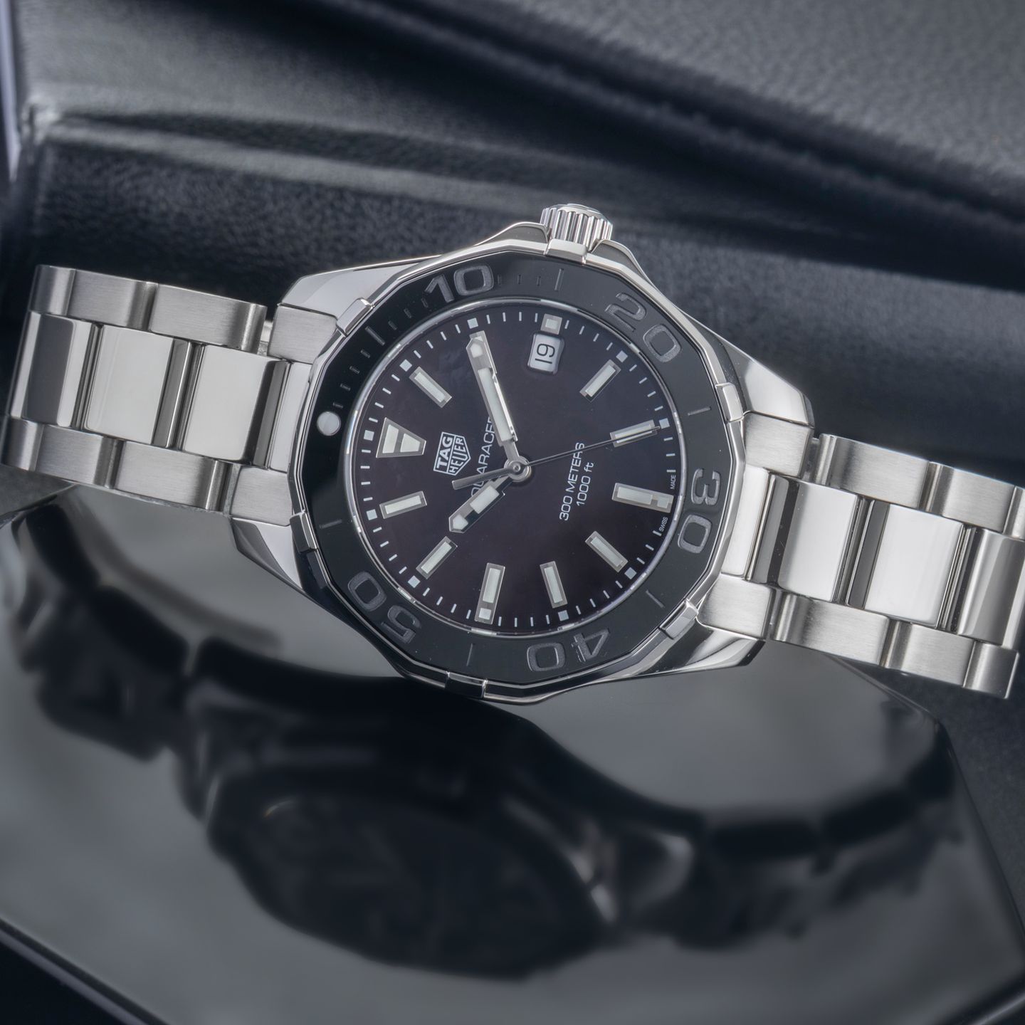 TAG Heuer Aquaracer Lady WAY131K.BA0748 (Unknown (random serial)) - Black dial 35 mm Steel case (2/8)