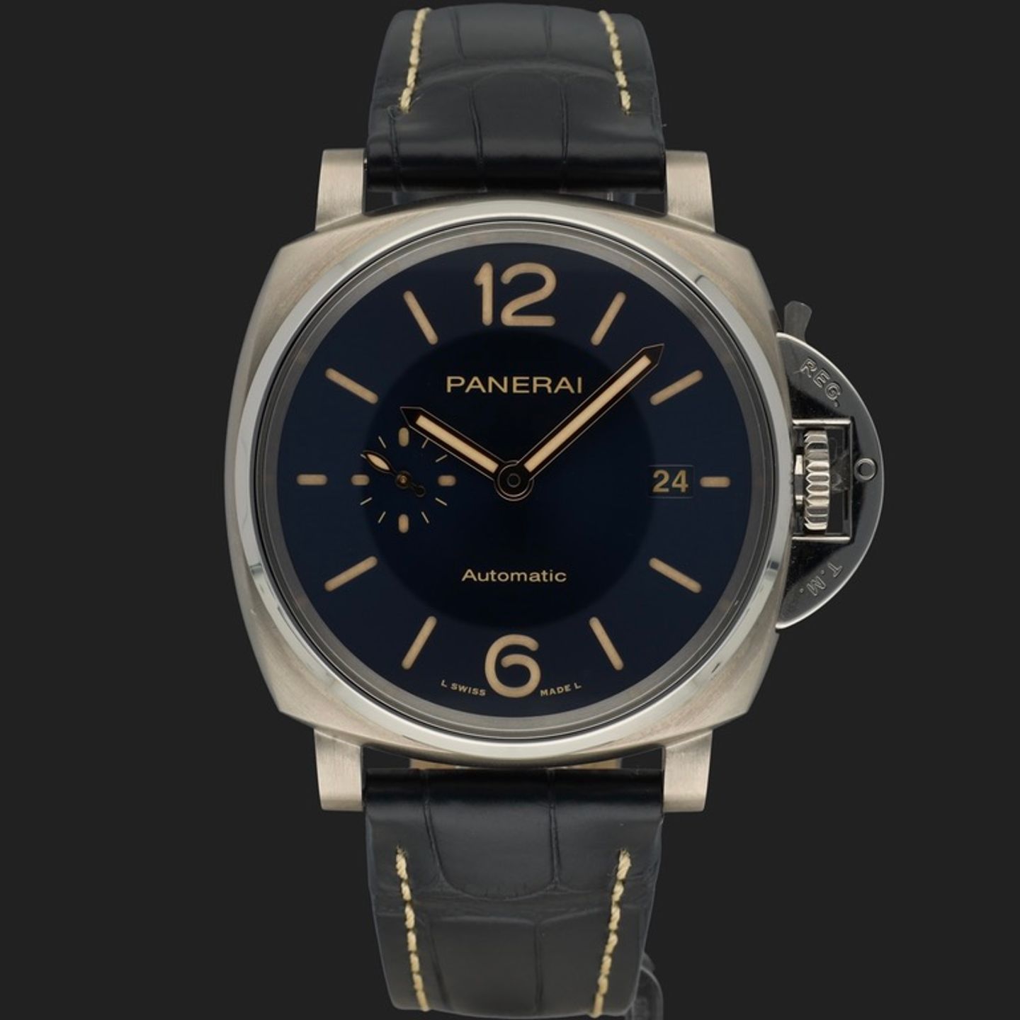 Panerai Luminor Due PAM00927 (2022) - Blue dial 42 mm Titanium case (3/8)