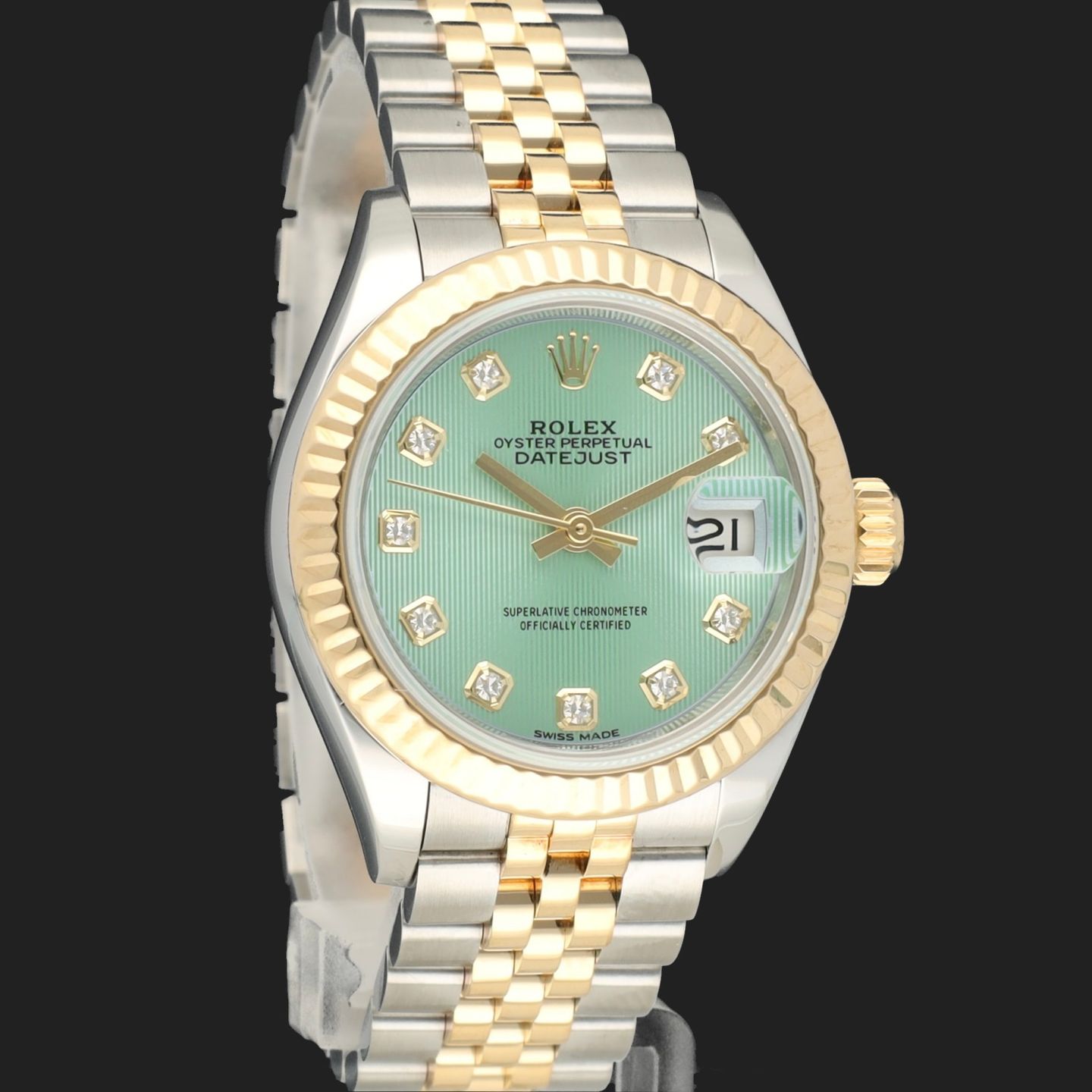 Rolex Lady-Datejust 279173 (2018) - Green dial 28 mm Gold/Steel case (4/8)