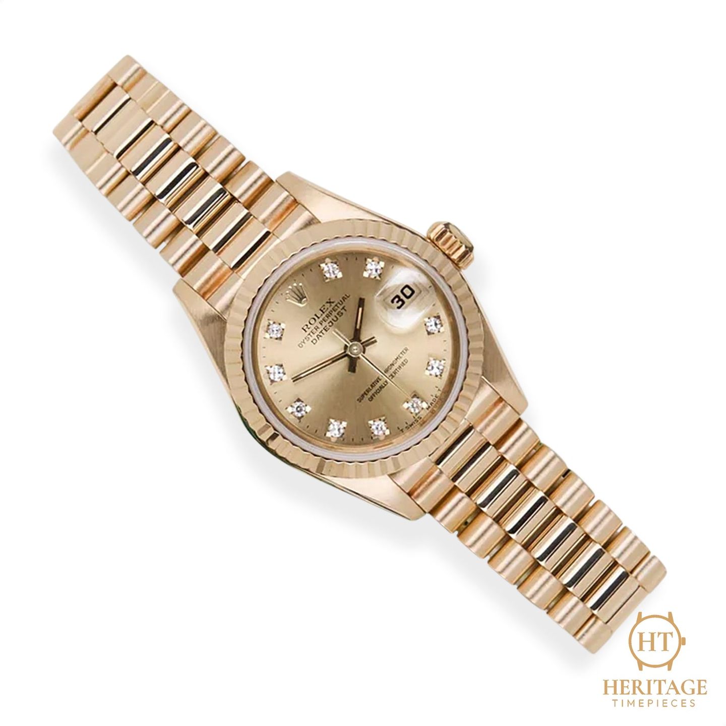 Rolex Lady-Datejust 69178 (Unknown (random serial)) - Champagne dial 26 mm Yellow Gold case (7/8)