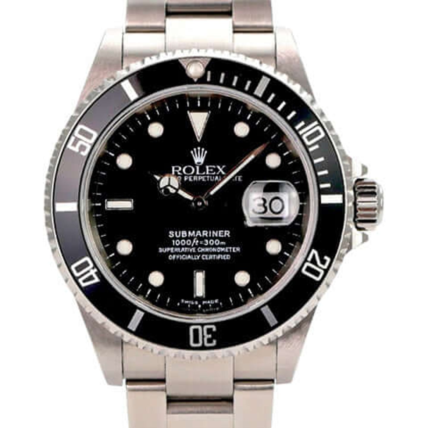 Rolex Submariner Date 16610 (2003) - Black dial 40 mm Steel case (1/8)