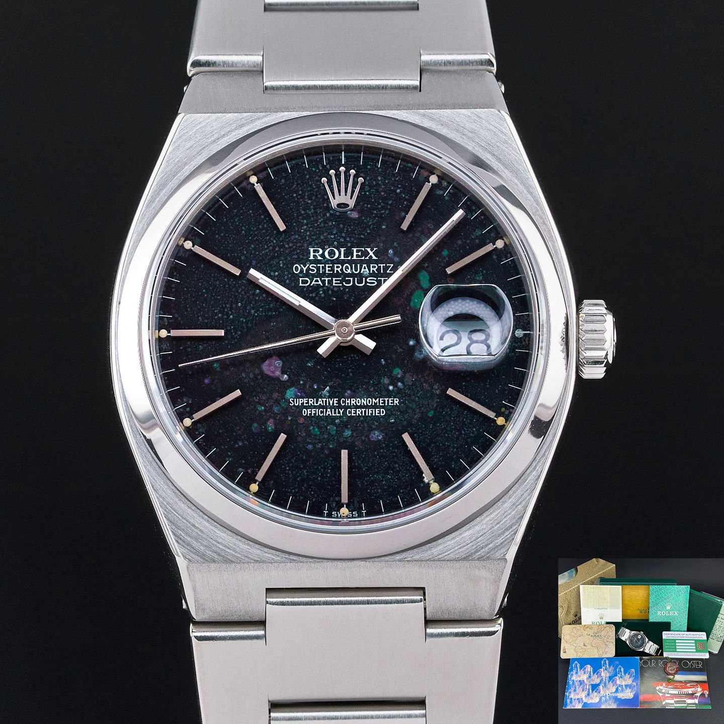 Rolex Datejust Oysterquartz 17000 (1978) - Zwart wijzerplaat 36mm Staal (1/8)